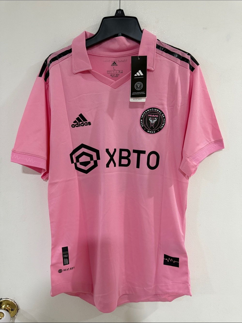 adidas Messi Pink Inter Miami Replica Jersey with Black Accents - Men's